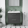 [BFPF2224G] Winshill Contemporary 2 Drawer Wall Hung Vanity Unit with Curved Basin, Choice of Colour - Silo