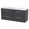 [BFPF2224LBG2] Winshill Contemporary 4 Drawer Wall Hung Vanity Unit with Bellato Grey Laminate Worktop - Choice of Colour - Cutout