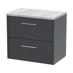 [BFPF2224LBG] Winshill Contemporary 2 Drawer Wall Hung Vanity Unit with Laminate Worktop - Choice of Size and Colour - Cutout