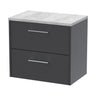 [BFPF2224LBG] Winshill Contemporary 2 Drawer Wall Hung Vanity Unit with Laminate Worktop - Choice of Size and Colour - Cutout
