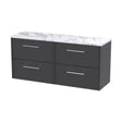 [BFPF2224LCM2] Winshill Contemporary 4 Drawer Wall Hung Vanity Unit with Laminate Worktop, Woodgrain Dark Grey, 1200mm - Cutout