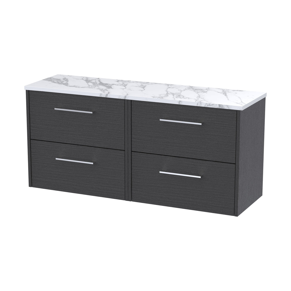 [BFPF2224LCM2] Winshill Contemporary 4 Drawer Wall Hung Vanity Unit with Laminate Worktop, Woodgrain Dark Grey, 1200mm - Cutout