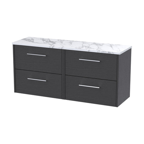 [BFPF2224LCM2] Winshill Contemporary 4 Drawer Wall Hung Vanity Unit with Laminate Worktop, Woodgrain Dark Grey, 1200mm - Cutout