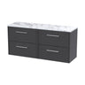 [BFPF2224LCM2] Winshill Contemporary 4 Drawer Wall Hung Vanity Unit with Carrera Marble Laminate Worktop - Choice of Colour - Cutout