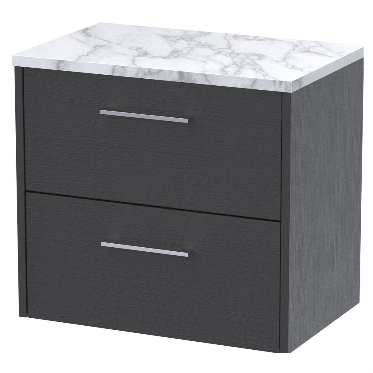 [BFPF2224LCM] Winshill Contemporary 2 Drawer Wall Hung Vanity Unit with Carrera Marble Laminate Worktop - Choice of Colour - Cutout