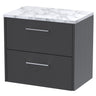 [BFPF2224LCM] Winshill Contemporary 2 Drawer Wall Hung Vanity Unit with Carrera Marble Laminate Worktop - Choice of Colour - Cutout
