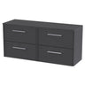 [BFPF2224W2] Winshill Contemporary 4 Drawer 1200mm Wall Hung Vanity Unit with Worktop - Choice of Colour - Cutout