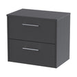 [BFPF2224W] Winshill Contemporary 2 Drawer Wall Hung Vanity Unit with Worktop, Woodgrain Dark Grey, 600mm - Cutout