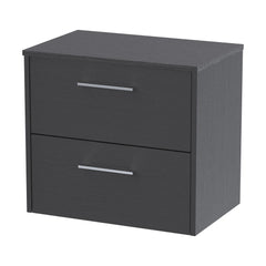 [BFPF2224W] Winshill Contemporary 2 Drawer Wall Hung Vanity Unit with Worktop - Choice of Size and Colour - Cutout