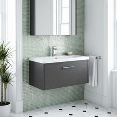 [BFPF2225A] Winshill Contemporary 1 Drawer Wall Hung Vanity Unit with Mid-Edge Basin - Choice of Size and Colour