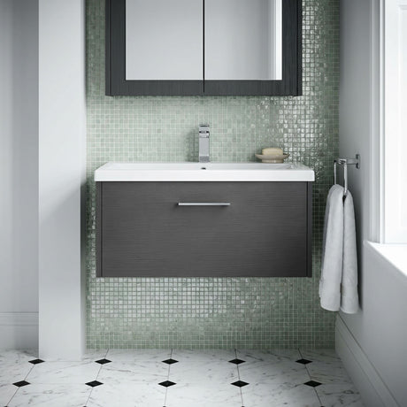 [BFPF2225A] Winshill Contemporary 1 Drawer Wall Hung Vanity Unit with Mid-Edge Basin - Choice of Size and Colour - Silo