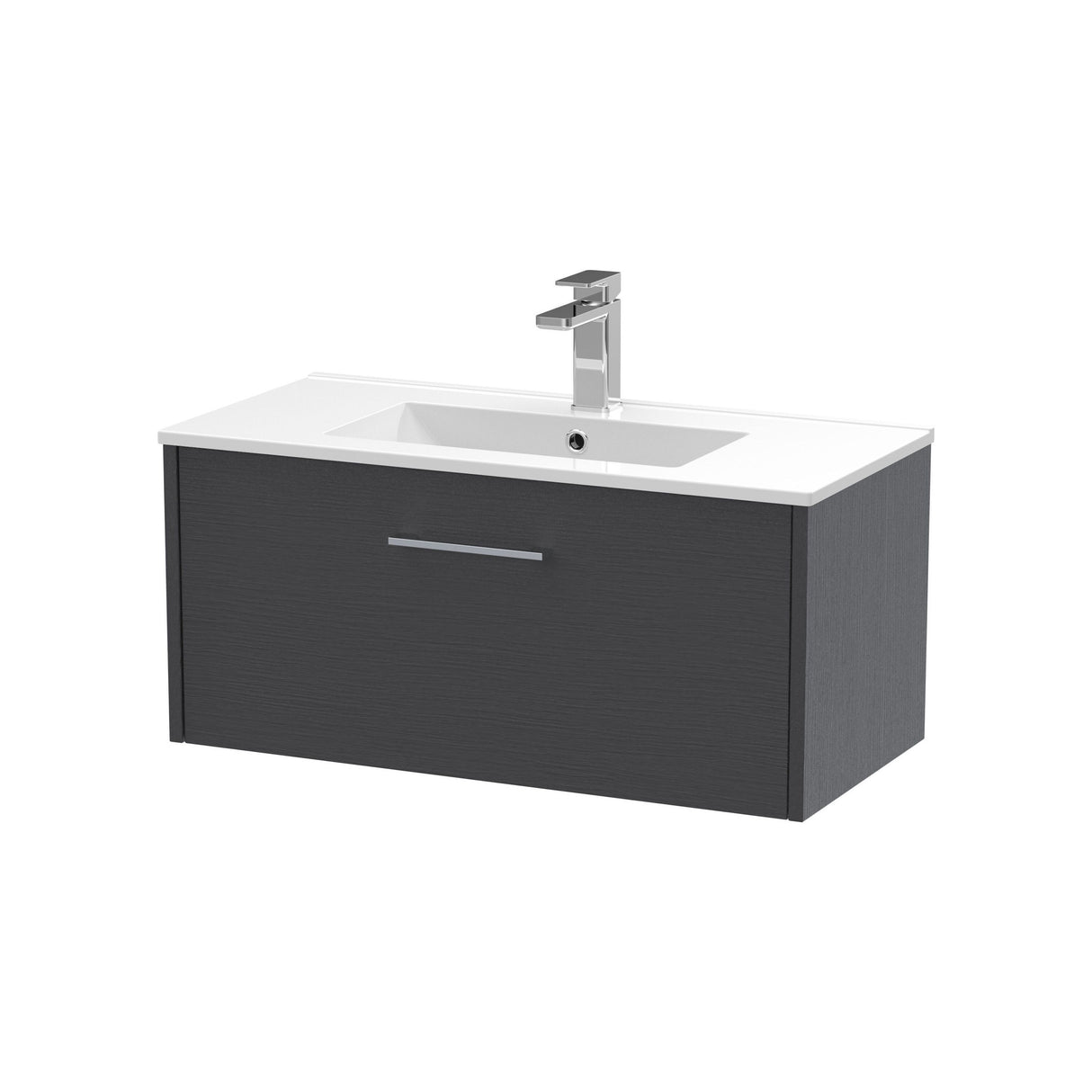 [BFPF2225B] Winshill Wall Hung 1 Drawer Vanity Unit with 1 Tap Hole Minimalist Basin, Choice of Size and Colour - Cutout