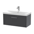 [BFPF2225D] Winshill Contemporary 1 Drawer Wall Hung Vanity Unit with Thin Edge Basin, Woodgrain Dark Grey, 800mm - Cutout