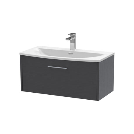 [BFPF2225G] Winshill Contemporary 1 Drawer Wall Hung Vanity Unit with Curved Basin, Choice of Size and Colour - Cutout