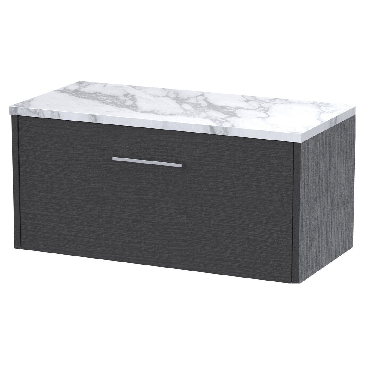 [BFPF2225LCM] Winshill Contemporary 1 Drawer Wall Hung Vanity Unit with Carrera Marble Laminate Worktop - Choice of Size and Colour - Cutout