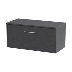 [BFPF2225W] Winshill Contemporary 1 Drawer Wall Hung Vanity Unit with Worktop, Woodgrain Dark Grey, 800mm - Cutout