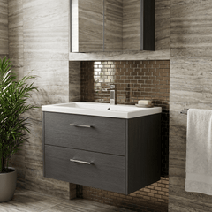 [BFPF2226A] Winshill Contemporary 2 Drawer Wall Hung Vanity Unit with Mid-Edge Basin - Choice of Size and Colour