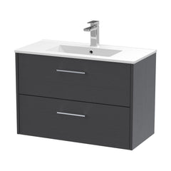 [BFPF2226B] Winshill Contemporary 2 Drawer Wall Hung Vanity Unit with Minimalist Basin, Choice of Size and Colour - Cutout