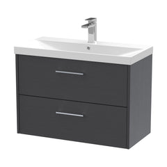 [BFPF2226D] Winshill Contemporary 2 Drawer Wall Hung Vanity Unit with Thin Edge Basin - Choice of Size and Colour - Cutout