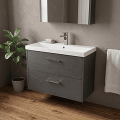 [BFPF2226D] Winshill Contemporary 2 Drawer Wall Hung Vanity Unit with Thin Edge Basin - Choice of Size and Colour