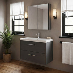 [BFPF2226D] Winshill Contemporary 2 Drawer Wall Hung Vanity Unit with Thin Edge Basin - Choice of Size and Colour
