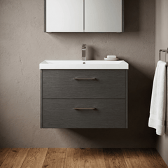[BFPF2226D] Winshill Contemporary 2 Drawer Wall Hung Vanity Unit with Thin Edge Basin - Choice of Size and Colour - Silo