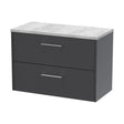 [BFPF2226LBG] Winshill Contemporary 2 Drawer Wall Hung Vanity Unit with Laminate Worktop, Woodgrain Dark Grey, 800mm - Cutout