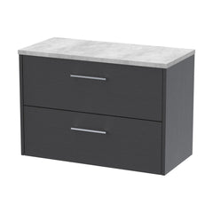 [BFPF2226LBG] Winshill Contemporary 2 Drawer Wall Hung Vanity Unit with Laminate Worktop - Choice of Size and Colour - Cutout