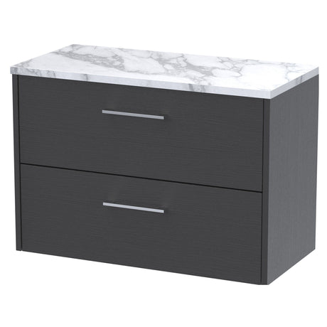 [BFPF2226LCM] Winshill Contemporary 2 Drawer Wall Hung Vanity Unit with Laminate Worktop, 800mm, Choice of Colour - Cutout