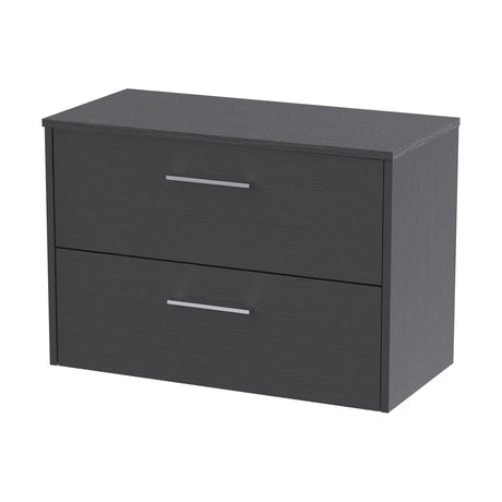 [BFPF2226W] Winshill Contemporary 2 Drawer Wall Hung Vanity Unit with Worktop - Choice of Size and Colour - Cutout