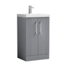 [BFPF223A] Belvide Partial Fluted 2 Door Floor Standing Vanity Unit with Mid-Edge 1 Tap Hole Ceramic Basin - Cutout