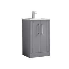 [BFPF223B] Belvide Retro Partial Fluted 2 Door Floor Standing Vanity Basin Unit with Minimalist Basin, Choice of Size and Colour - Cutout
