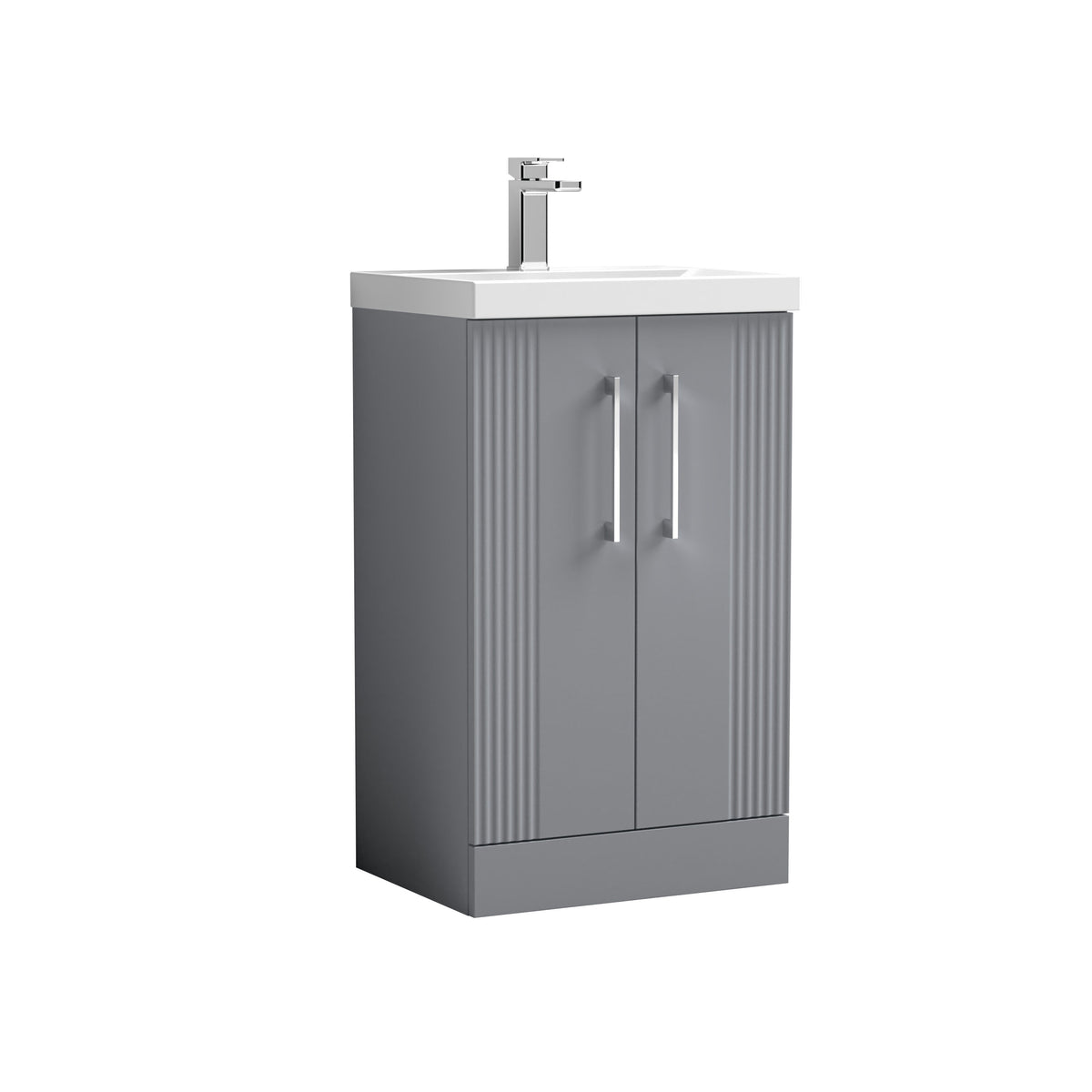 [BFPF223D] Belvide Retro Partial Fluted 2 Door Floor Standing Vanity Basin Unit with Thin-Edge Basin, Choice of Size and Colour - Cutout