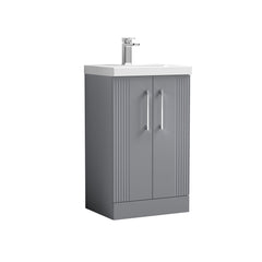 [BFPF223D] Belvide Retro Partial Fluted 2 Door Floor Standing Vanity Basin Unit with Thin-Edge Basin, Choice of Size and Colour - Cutout