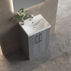 [BFPF223D] Belvide Retro Partial Fluted 2 Door Floor Standing Vanity Basin Unit with Thin-Edge Basin, Choice of Size and Colour - Lifestyle 2