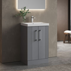 [BFPF223D] Belvide Retro Partial Fluted 2 Door Floor Standing Vanity Basin Unit with Thin-Edge Basin, Choice of Size and Colour - Lifestyle 3