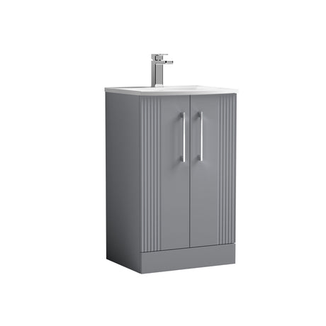 [BFPF223G] Belvide Retro Partial Fluted 2 Door Floor Standing Vanity Basin Unit with Curved Basin, Choice of Size and Colour - Cutout