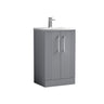 [BFPF223G] Belvide Retro Partial Fluted 2 Door Floor Standing Vanity Basin Unit with Curved Basin, Choice of Size and Colour - Cutout