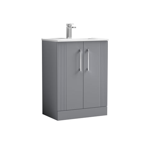 [BFPF225B] Belvide Retro Partial Fluted 2 Door Floor Standing Vanity Basin Unit with Minimalist Basin, Choice of Size and Colour - Cutout