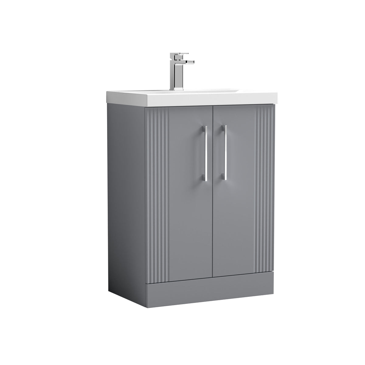 [BFPF225D] Belvide Retro Partial Fluted 2 Door Floor Standing Vanity Basin Unit with Thin-Edge Basin, Choice of Size and Colour - Cutout
