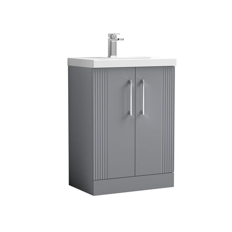[BFPF225D] Belvide Retro Partial Fluted 2 Door Floor Standing Vanity Basin Unit with Thin-Edge Basin, Choice of Size and Colour - Cutout