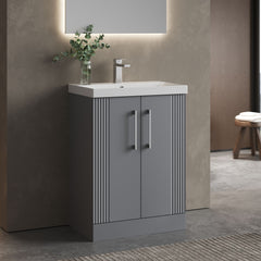 [BFPF225D] Belvide Retro Partial Fluted 2 Door Floor Standing Vanity Basin Unit with Thin-Edge Basin, Choice of Size and Colour - Lifestyle 3
