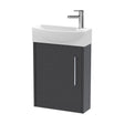 [BFPF2261L] Winshill Contemporary 1 Door Left-Hand Wall Hung Cloakroom Vanity Unit with Basin, Woodgrain Dark Grey, 440mm - Cutout