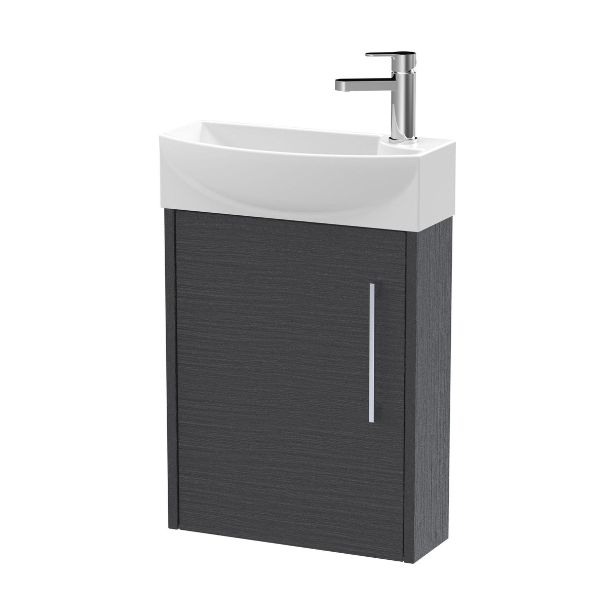 [BFPF2261L] Winshill Contemporary 1 Door Wall Hung Cloakroom Vanity Unit with Basin - Choice of Orientation and Colour - Cutout