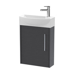 [BFPF2261L] Winshill Contemporary 1 Door Wall Hung Cloakroom Vanity Unit with Basin - Choice of Orientation and Colour - Cutout