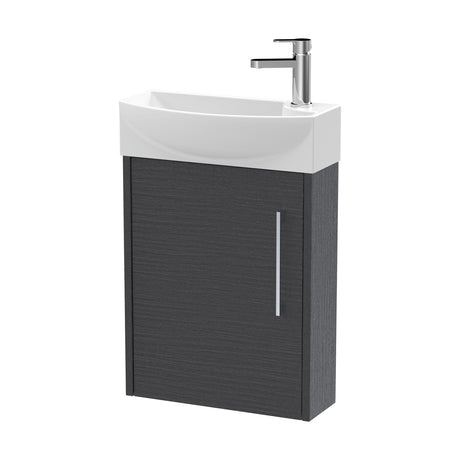 [BFPF2261L] Winshill Contemporary 1 Door Wall Hung Cloakroom Vanity Unit with Basin - Choice of Orientation and Colour - Cutout