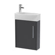 [BFPF2261R] Winshill Contemporary 1 Door Right-Hand Wall Hung Cloakroom Vanity Unit with Basin, Woodgrain Dark Grey, 440mm - Cutout