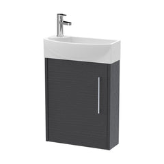 [BFPF2261R] Winshill Contemporary 1 Door Wall Hung Cloakroom Vanity Unit with Basin - Choice of Orientation and Colour - Cutout