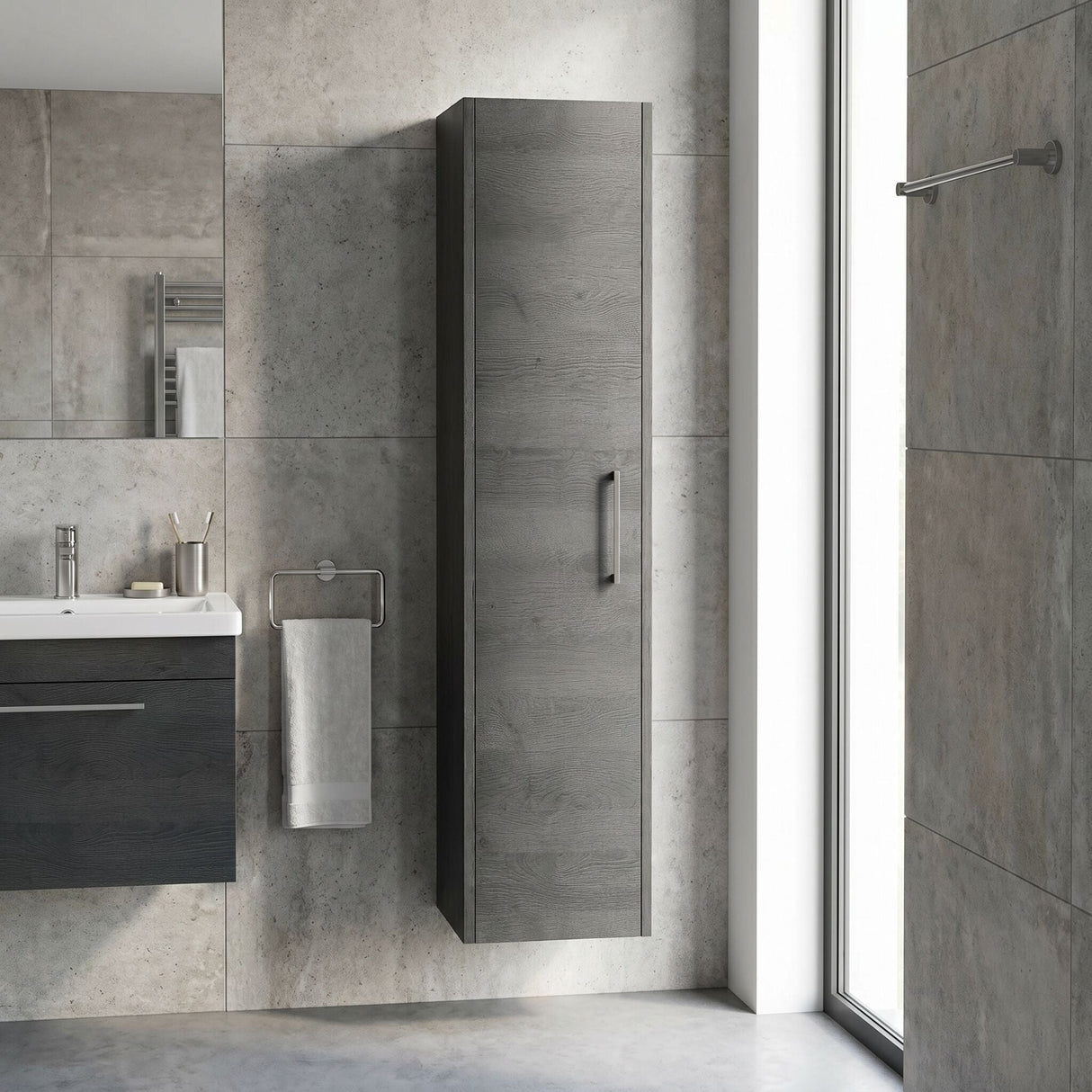 [BFPF2261] Winshill Wall Hung 1 Door Tall Cabinet, 350mm, Choice of Colour