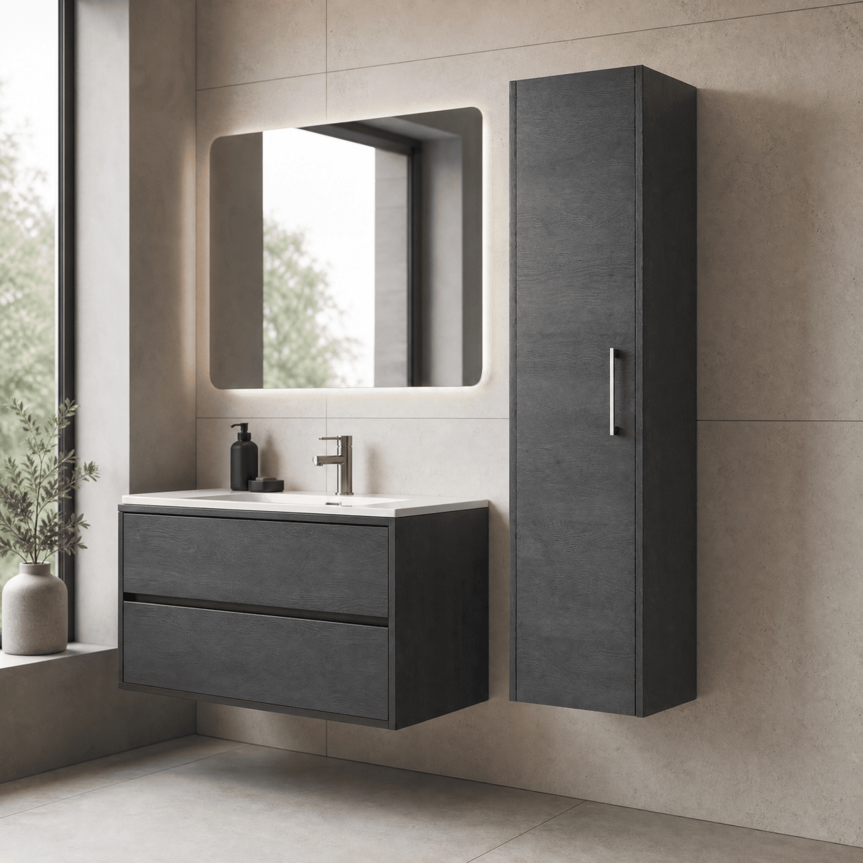 [BFPF2261] Winshill Wall Hung 1 Door Tall Cabinet, 350mm, Choice of Colour